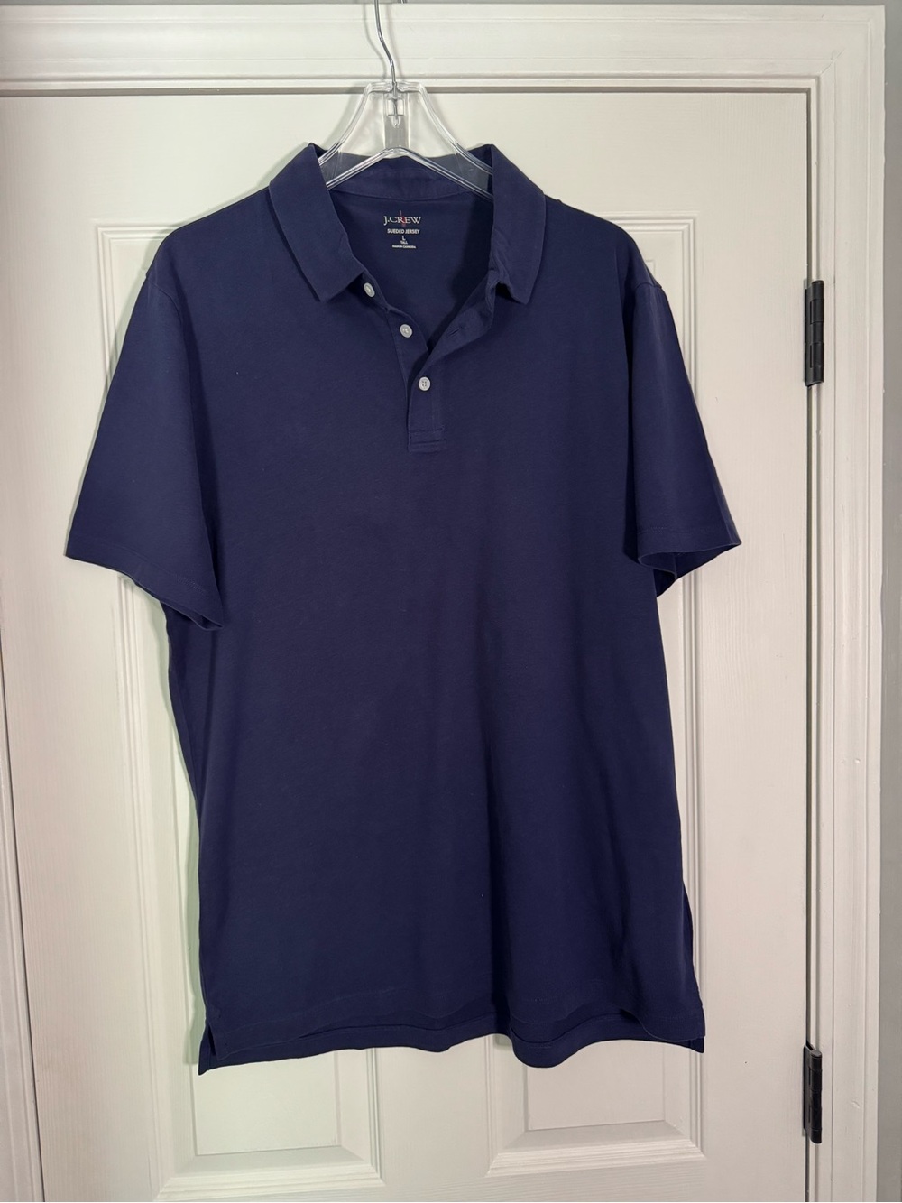 J. Crew Sueded Jersey Cotton Polo Shirt - Large Tall - Navy
